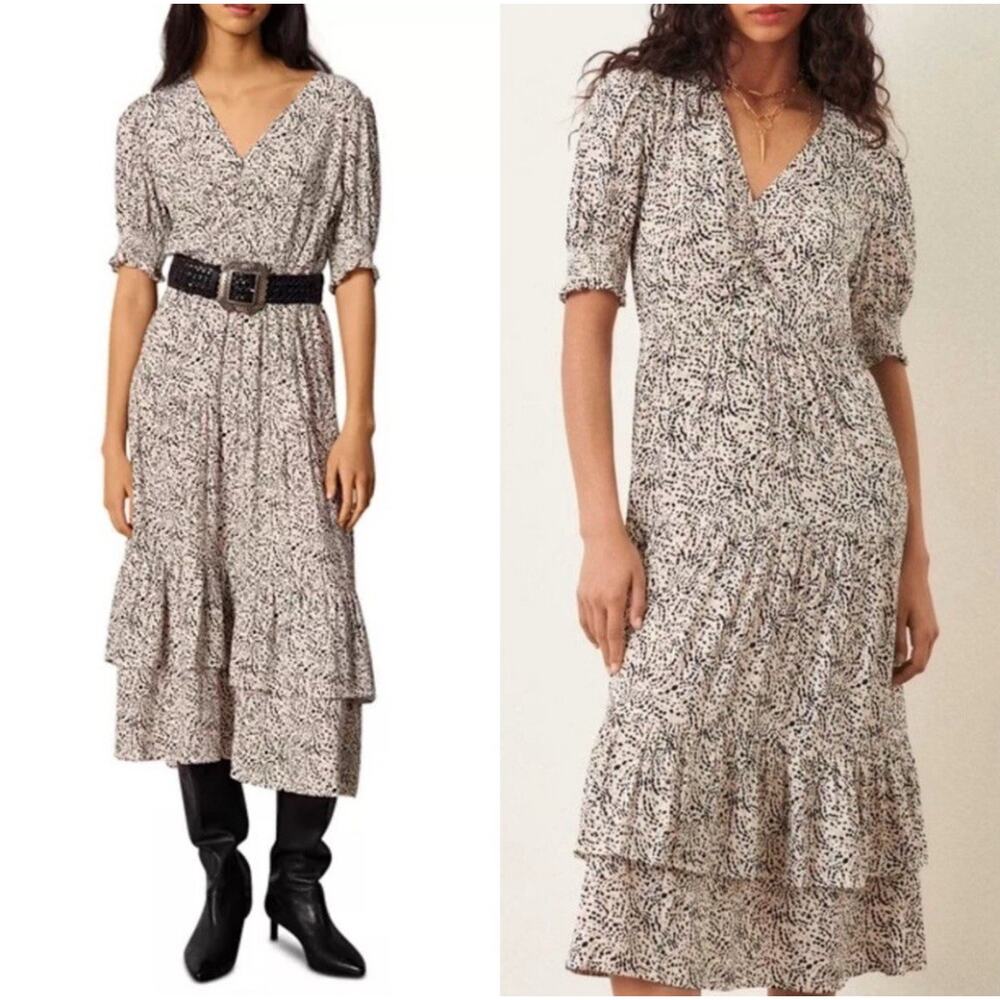 ba&sh Black and White Midi Dress